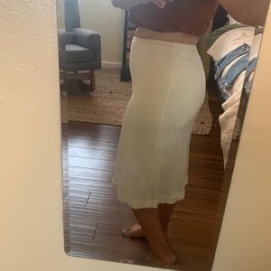 Vintage High Waist cream sweater pencil skirt with sateen lining